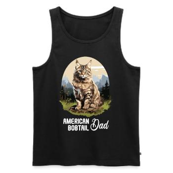 Chat Chats American Bobtail - Débardeur bio Premium Homme - noir - Devant - Michal (187cm)