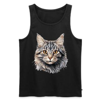 Chat Chats American Bobtail - Débardeur bio Premium Homme - noir - Devant - Michal (187cm)