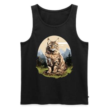 Chat Chats American Bobtail - Débardeur bio Premium Homme - noir - Devant - Michal (187cm)