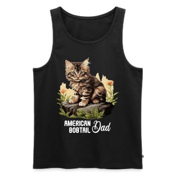 Chat Chats American Bobtail - Débardeur bio Premium Homme - noir - Devant - Michal (187cm)