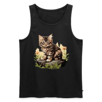 Chat Chats American Bobtail - Débardeur bio Premium Homme - noir - Devant - Michal (187cm)