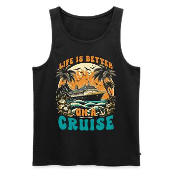 Life Is Better On A Cruise - Männer Premium Bio Tank Top - Schwarz - Vorne - Michal (187cm)