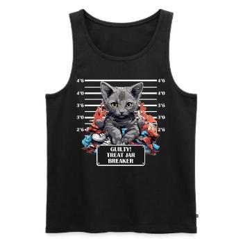 Cute Russian Blue Kitten Funny Prisoner Mug Shot - Männer Premium Bio Tank Top - Schwarz - Vorne - AI Model Male 178 light (178cm)