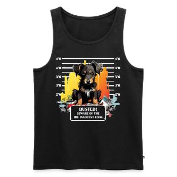 Funny Cute Puppy Terrier Dog Mug Shot Graffiti - Männer Premium Bio Tank Top - Schwarz - Vorne - Michal (187cm)