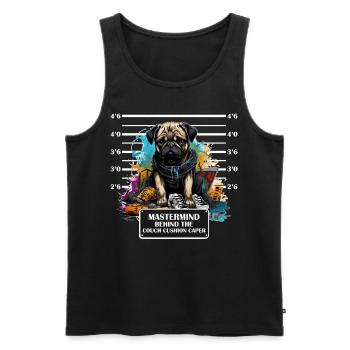 Funny Pug Mug Shot Prisoner Dog Graffiti - Männer Premium Bio Tank Top - Schwarz - Vorne - Michal (187cm)