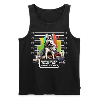 Wolf Dog Mug Shot Husky Prisoner Arrest Portrait - Männer Premium Bio Tank Top - Schwarz - Vorne - Michal (187cm)