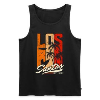 Los Santos Est 1992 - Sunset - Men's Premium Organic Tank Top - black - Front - AI Model Male 178 light (178cm)