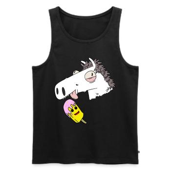 Pferd Sommer Eiskrem Hunger naschen Erfrischung - Männer Premium Bio Tank Top - Schwarz - Vorne - AI Model Male 178 light (178cm)