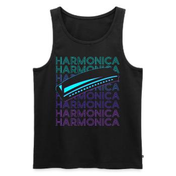 Joueur d’harmonica Joueur d’harmonica rétro - Débardeur bio Premium Homme - noir - Devant - Michal (187cm)