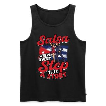 Salsa où chaque pas raconte une histoire - Débardeur bio Premium Homme - noir - Devant - AI Model Male 178 light (178cm)