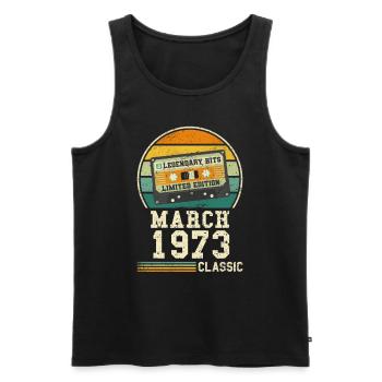 51. Geburtstag März Jahrgang 1973 Geschenkidee - Männer Premium Bio Tank Top - Schwarz - Vorne - Michal (187cm)