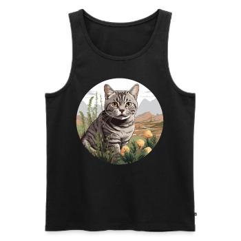 Chat Chats American Shorthair - Débardeur bio Premium Homme - noir - Devant - Michal (187cm)