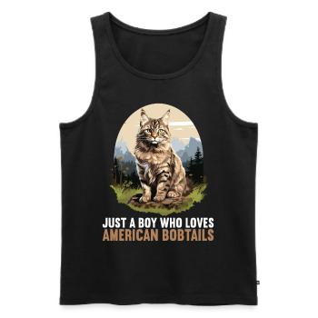 Chat Chats American Bobtail - Débardeur bio Premium Homme - noir - Devant - Michal (187cm)