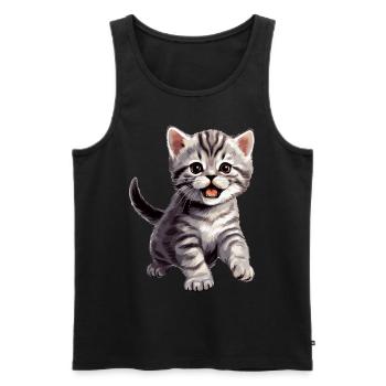 Chat Chats American Shorthair - Débardeur bio Premium Homme - noir - Devant - Michal (187cm)