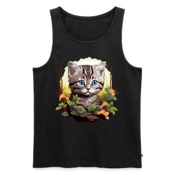Chat Chats American Shorthair - Débardeur bio Premium Homme - noir - Devant - Michal (187cm)
