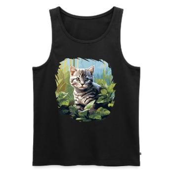 Chat Chats American Shorthair - Débardeur bio Premium Homme - noir - Devant - Michal (187cm)