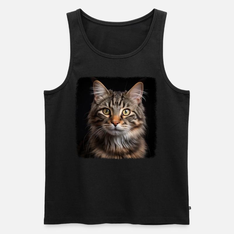 Cat Katzen American Bobtail - Männer Premium Bio Tank Top - Schwarz