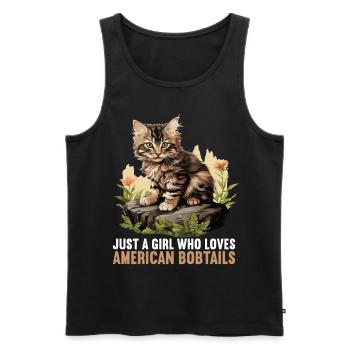 Chat Chats American Bobtail - Débardeur bio Premium Homme - noir - Devant - Michal (187cm)