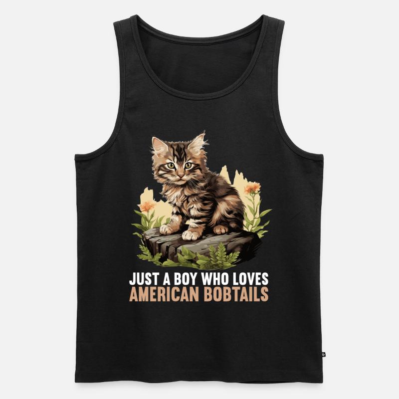 Cat Katzen American Bobtail - Männer Premium Bio Tank Top - Schwarz