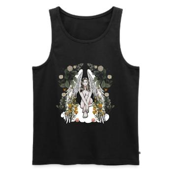 Angel Nature Flowers Flora Botany Spring Retro - Men's Premium Organic Tank Top - black - Front - Michal (187cm)