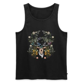 Deer head spring nature flowers deer antlers - Men's Premium Organic Tank Top - black - Front - Michal (187cm)