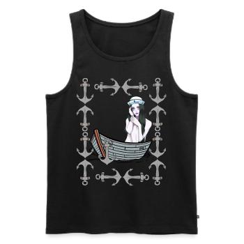 Maritime Boat Anchor Girl Sailor Boats Sea Lake - Men's Premium Organic Tank Top - black - Front - Michal (187cm)