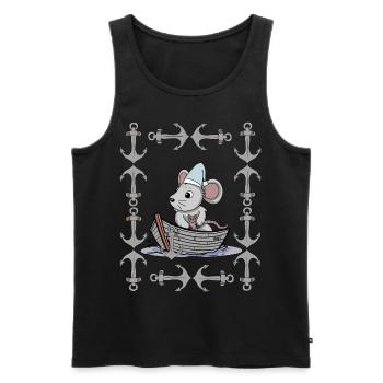 Maus Retro Vintage Anker maritim Matrose Ahoi - Männer Premium Bio Tank Top - Schwarz - Vorne - AI Model Male 178 light (178cm)