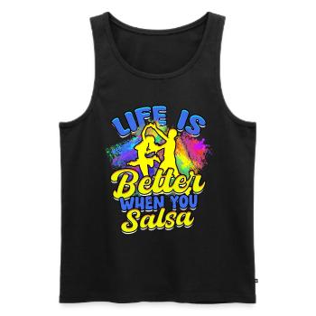 Life Is Better When You Salsa Salsero Salsera - Männer Premium Bio Tank Top - Schwarz - Vorne - AI Model Male 178 light (178cm)