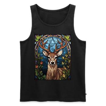 Forest Stained Glass Deer Vintage Geometric Mosaic - Männer Premium Bio Tank Top - Schwarz - Vorne - AI Model Male 178 light (178cm)