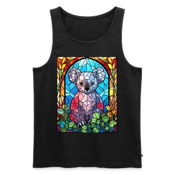 Cute Stained Glass Koala Vintage Geometric Animal - Männer Premium Bio Tank Top - Schwarz - Vorne - AI Model Male 178 light (178cm)