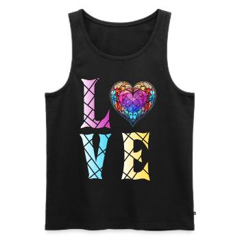 Geometric Heart Mosaic Stained Glass Artist - Männer Premium Bio Tank Top - Schwarz - Vorne - AI Model Male 178 light (178cm)