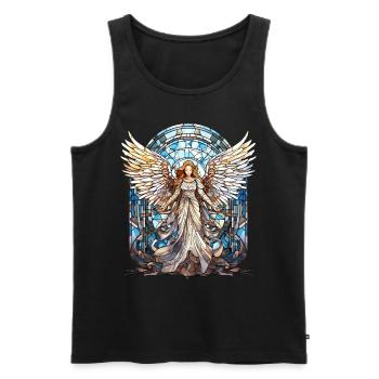 Stained Glass Angel Vintage Mosaic Spiritual - Männer Premium Bio Tank Top - Schwarz - Vorne - AI Model Male 178 light (178cm)