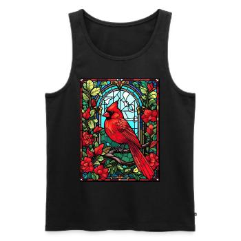 Geometric Mosaic Red Cardinal Birding Stained Glas - Männer Premium Bio Tank Top - Schwarz - Vorne - AI Model Male 178 light (178cm)