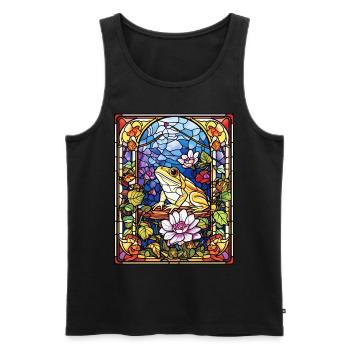 Modern Stained Glass Frog Floral Mosaic Cottagecor - Männer Premium Bio Tank Top - Schwarz - Vorne - AI Model Male 178 light (178cm)