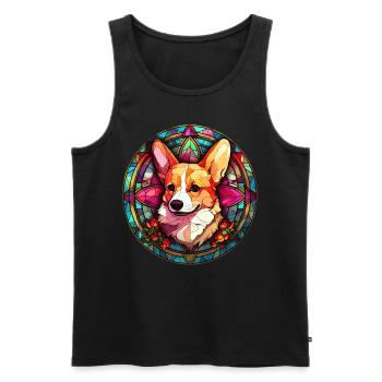 Cute Stained Glass Corgi Geometric Mosaic Dog - Männer Premium Bio Tank Top - Schwarz - Vorne - AI Model Male 178 light (178cm)