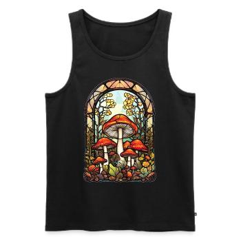 Cottagecore Mushrooms Stained Glass Mosaic Geometr - Männer Premium Bio Tank Top - Schwarz - Vorne - AI Model Male 178 light (178cm)