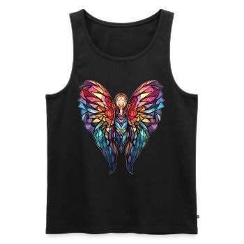 Mosaic Stained Glass Butterfly Geometric - Männer Premium Bio Tank Top - Schwarz - Vorne - AI Model Male 178 light (178cm)