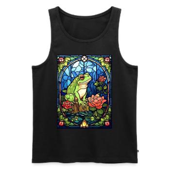Stained Glass Frog Vintage Mosaic Cottagecore - Männer Premium Bio Tank Top - Schwarz - Vorne - AI Model Male 178 light (178cm)