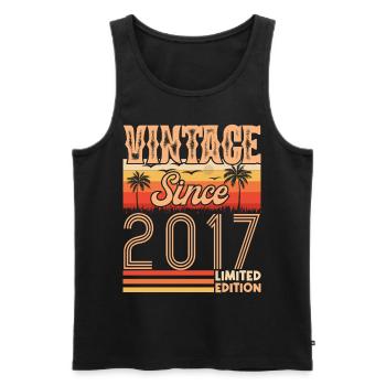 2017 anniversary. Vintage Born in 2017 Birthday - Men's Premium Organic Tank Top - black - Front - AI Model Male 178 light (178cm)