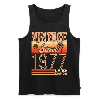1977. Vintage Born in 1977 Birthday - Men's Premium Organic Tank Top - black - Front - Michal (187cm)