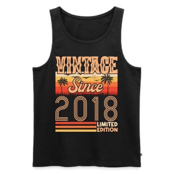 2018 anniversary. Vintage Born in 2018 Birthday - Men's Premium Organic Tank Top - black - Front - AI Model Male 178 light (178cm)