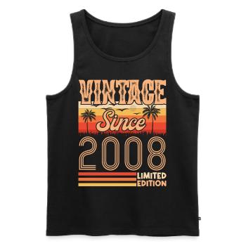 Anniversary 2008. Vintage Born in 2008 Birthday - Men's Premium Organic Tank Top - black - Front - AI Model Male 178 light (178cm)