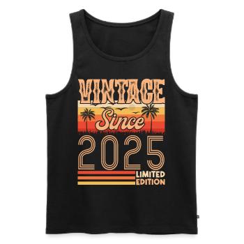 anniversaire 2025. Vintage né en 2025 anniversaire - Débardeur bio Premium Homme - noir - Devant - Michal (187cm)