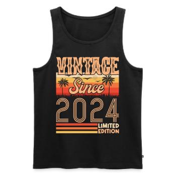 anniversaire 2024. Vintage né en 2024 anniversaire - Débardeur bio Premium Homme - noir - Devant - Michal (187cm)