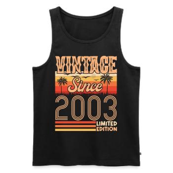 Anniversary 2003. Vintage Born in 2003 Birthday - Men's Premium Organic Tank Top - black - Front - AI Model Male 178 light (178cm)