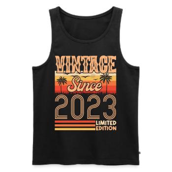 anniversaire 2023. Vintage né en 2023 anniversaire - Débardeur bio Premium Homme - noir - Devant - Michal (187cm)