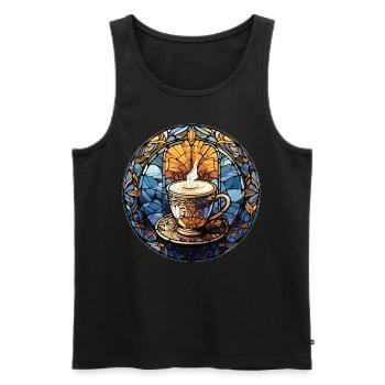 Mosaic Stained Glass Coffee Vintage Geometric - Männer Premium Bio Tank Top - Schwarz - Vorne - AI Model Male 178 light (178cm)