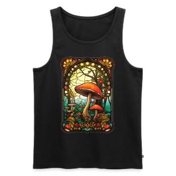 Mushroom Stained Glass Fungi Cottagecore Mosaic - Männer Premium Bio Tank Top - Schwarz - Vorne - AI Model Male 178 light (178cm)