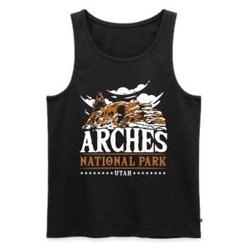 Arch Wilderness Wandern Arches National Park - Männer Premium Bio Tank Top - Schwarz - Vorne - AI Model Male 178 light (178cm)