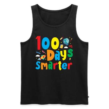 100th Day of School 100 Days Smarter Books Space - Men's Premium Organic Tank Top - black - Front - AI Model Male 178 light (178cm)